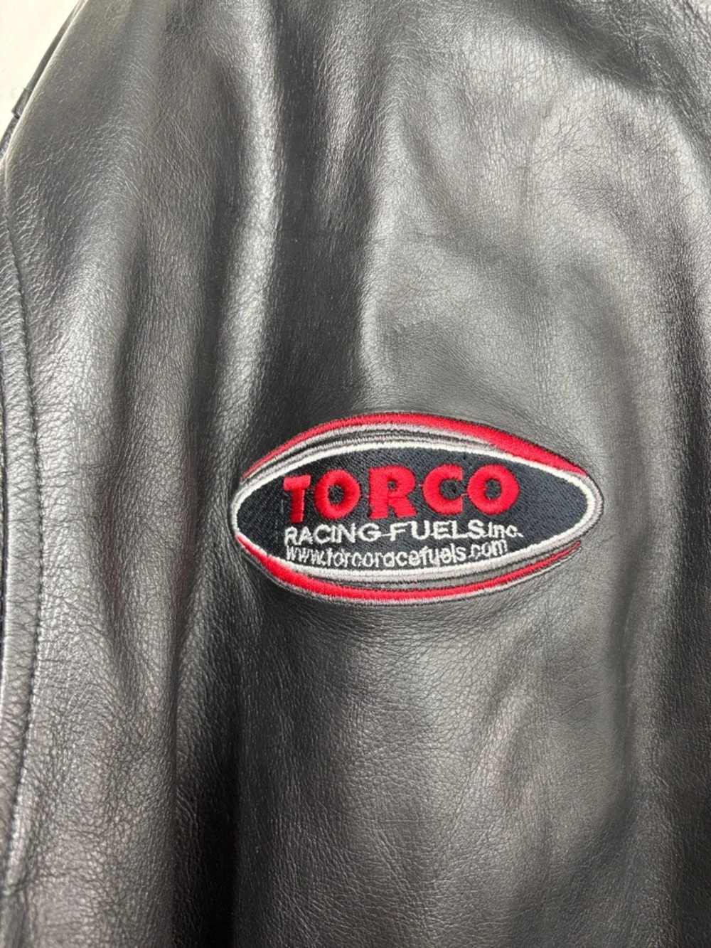 Torco Racing Black Leather Full Zip Jacket Men Size XL